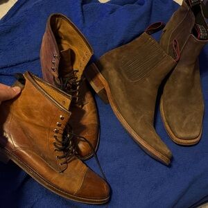 Brown and Tan Leather Boots